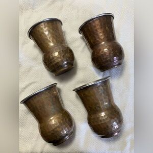 Vintage hammered copper patina stainless steel Moscow mule cups set of 4